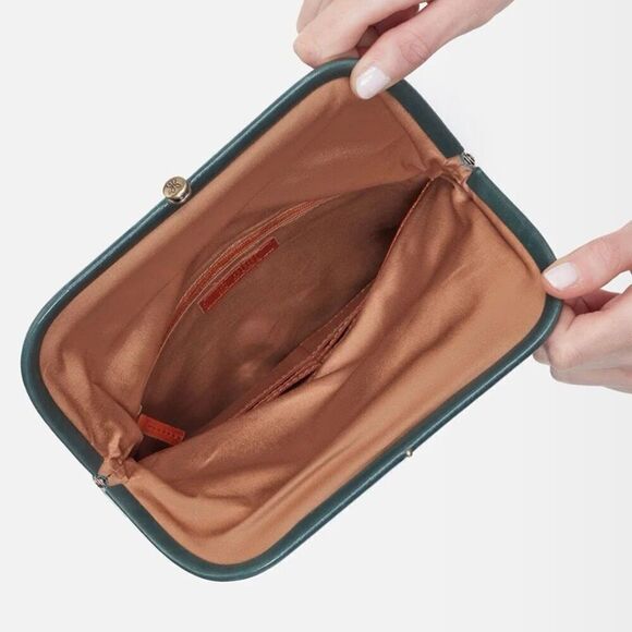 HOBO LAUREN CLUTCH LEATHER WRISTLET WALLET  Sage‎ Henna Luxury Leather, NWT - Picture 14 of 15